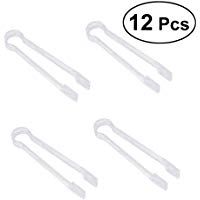 BESTONZON 12 pinzas de hielo acr&iacute;lico transparente para servir alimentos pan pastel ensalada pinzas para casa boda bar cubo