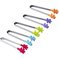 Pinzas de hielo, 5 pulgadas mini pinzas de comida pinzas de az&uacute;car con perfectos dise&ntilde;os de silicona en forma de mano pinzas de la mejor cocina gadgets, 5 piezas