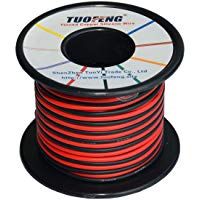TUOFENG Cable de calibre 18, 20 m Cable de conexi&oacute;n de aislamiento de silicona s&uacute;per flexible 10 m Negro y 10 m Rojo 2 cables separados Cable de cobre esta&ntilde;ado