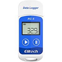 Uonlytech Registradores de Datos Registrador USB Registrador de Temperatura de Temperatura y Humedad Registrador de Temperatura Pantalla LCD Term&oacute;metro Resistente al Agua (Azul)