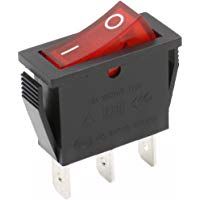 heschen Rocker Interruptor ON-OFF SPST 3&nbsp;Terminales Luz Roja 16&nbsp;A 250&nbsp;VAC 5&nbsp;unidades