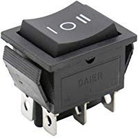 Heschen Interruptor basculante ON-OFF-ON moment&aacute;neo Terminales DPDT 6 16A 250VAC Negro 2 Pack
