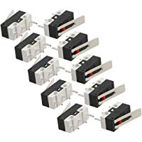 UKCOCO 125V 1A Micro Limit Switch, 10 Pack Waterproof 3 Pins Long Hinge Palanca Interruptor de bot&oacute;n pulsador moment&aacute;neo para Arduino CNC