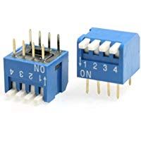 uxcell 10&nbsp;pcs azul 4&nbsp;posiciones 2,54&nbsp;mm de paso lateral Piano interruptor tipo DIP