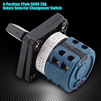 Interruptor de cambio, 660V 20A Selector rotativo duradero de 4 polos y 2 posiciones Interruptor de cambio de leva giratoria universal para cableado el&eacute;ctrico en el interruptor de alimentaci&oacute;n