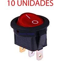 10X Interruptor Redondo Basculante Rojo iluminado ON/OFF 3 polos con luz 220V