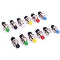 Juego de 12 miniinterruptores de bot&oacute;n SPST (unipolar) de Cylewet, 1 A, 250 V CA, de 2 clavijas, apertura normal, CLW1078