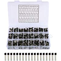 Enjoygous 840pcs 24 Valores (cada 35 piezas) 2N2222-S9018/BC327-BC558 NPN PNP Power General Purpose Transistors Surtido Kit