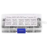 Zerone 200 Unids 10 Valores Surtido De Diodos De Silicio Surtido Kit BC337, BC327, 2N2222, 2N2907, 2N3904, 2N3906 Con Caja De Pl&aacute;stico Transparente