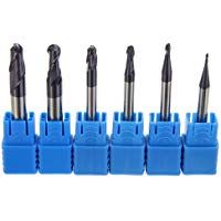 Juego de 6 puntas de fresado CNC con revestimiento de nitr&oacute;geno para nariz de 50 mm y 2 extremos de flauta R0.5/R1/R1.5/R2/R2.5/R3 mm