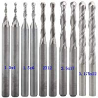 HOZLY - Juego de fresas para trabajar en madera, di&aacute;metro de 1 mm, 1,5 mm, 2 mm, 2,5 mm y 3,175 mm, fresas en espiral con punta de bola de carburo para grabado con fresadora CNC
