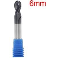 Torno CNC Fresa Nariz de bola Fin Broca de molino 2Flutos Acero de tungsteno Molinillo para Madera Aluminio, 6mm