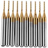 10 Unids Molino de Extremo de Carburo de Tungsteno de Titanio Capa de Corte de Fresado Grabado Bits Rotatorio Conjunto de Fresas 3.175mmx1mm