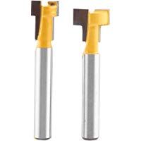 2 unids amarillo T-Slot Carburo Cementado Carpinter&iacute;a Cortador Cnc Router Bit para 3/8 '' y 1/2 '' Cutting Edge 1/4 '' Shank