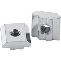 Akozon Tuerca de ranura en T 50pcs acero al carbono recubierto de n&iacute;quel que desliza Tuerca de ranura en T para accesorios de perfil de aluminio(EU30-M6)