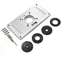 Mesa de Router Placa de inserci&oacute;n de Aluminio 235mm x 120mm x 8mm con 4 Anillos de inserci&oacute;n para Bancos de carpinter&iacute;a