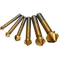 Malayas&reg; Avellanadores HSS 90&ordm; Juego de 6Pzas Brocas Avellanadoras Enchapado de Titanio de &Oslash; 6.3mm 8.3mm 10.4mm 12.4mm 16.5mm 20.5mm con 3 Alas de Corte, para Madera Metal Aluminio