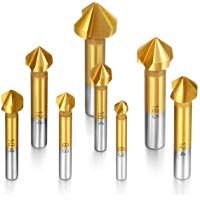 Camtek 8 piezas Avellanador 90&deg;HSS Juego de Brocas Avellanadoras para Metal Madera Aluminio, Cubiertas de Titanio 6.3mm ~ 20.5mm