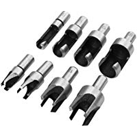 Cusfull Juego de 8 Brocas Cortadoras de Agujeros de Madera para Taladro de 5/8" 1/2" 3/8" 1/4" de Acero de Alto Carbono Herramienta de Corte con Est&aacute;ndar y Cuatro Dientes Tipo Plata