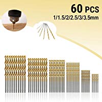 MOHOO 60PCS Brocas Helicoidales, Broca de Acero HSS de Alta Velocidad, Broca de Titanio, Micro Brocas M&eacute;tricas y Puntas para Atornillar y Taladrar 1 / 1.5 / 2 / 2.5 / 3 mm