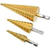 3 PCS Broca Escalonada 4-12 / 20 / 32mm HSS para Metal - Taladros Titanio Acero de Alta Velocidad