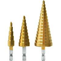 3 PCS Broca Escalonada 4-12 / 20 / 32mm HSS para Metal - Taladros Titanio Hexagonal Acero de Alta Velocidad