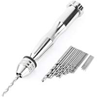1pc Taladro de la Mano Plateado con 25 pcs Brocas de taladro, Mandril Rango 0.3-3.6mm