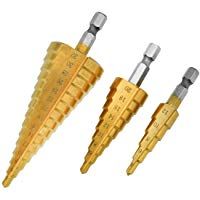 3 PCS Grande de cono de paso Broca Escalonada 4-12 / 20 / 32mm HSS para Metal - Taladros Titanio Acero de Alta Velocidad