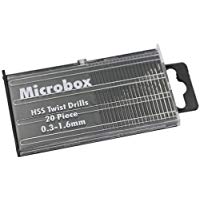 HSS - Juego de brocas para taladro con caja de acero HSS (peque&ntilde;as, 20 unidades por paquete, 0,3 a 1,6 mm)