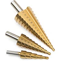 Broca escalonada Wankd, broca escalonada de acero recubierta de nitruro de titanio, juego de 3 piezas Juego de broca hexagonal de 1/4"de cambio r&aacute;pido
