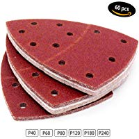 60 hojas de lija con velcro, 105 x 152 mm, 10 uds. de cada grano 40/60/80/120/180/240, para lijadora Bosch Prio, Ventaro