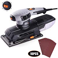 TACKLIFE Lijadora Orbital, Lijadora El&eacute;ctrica 300W, 10PCS Papeles de Lija, 230x115MM Base de Lijado, 6 Velocidades Variables de 6000-12000RPM, Caja de Recolecci&oacute;n de Polvo Eficiente PSS02A