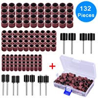 AUSTOR 132 Piezas Tambores de Lijado con Caja Libre incluso 120 Piezas Bandas de Lija y 12 Piezas Mandriles de Tambor para Herramienta Rotatoria Dremel