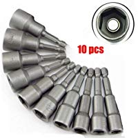 Malayas&reg; 10piezas Tuercas Magn&eacute;ticas Adaptador de Brocas 6-19mm 1/4 " Hex - Hex&aacute;gono de 1/4 pulgada para Hex&aacute;gono de 1/4 (Atornillador o Taladro) - Fuertes Barra de Extensi&oacute;n Brocas de Taladro (6/7/8/10/12/13/14/15/17/19mm)