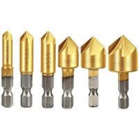 APlus Avellanador c&oacute;nico multigrado versenk Juego Chamfer Counter Sink brocas HSS&nbsp;&ndash;&nbsp;Avellanador c&oacute;nico (helicoidal, Dorado