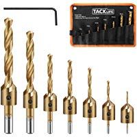TACKLIFE Broca Avellanadora - CDB02,Taladrar Pino de 7 Pcs Broca HSS para Madera de Toma&ntilde;o Diferente 2 3 4 5 6 8 10 mm de Broca Ajustable con L Forma de Tornillo