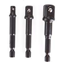 Calistouk 3pcs Conductor Broca Adaptador Conversor de vaso de 1/2&nbsp;"3/8" 1/4&nbsp;" Conjunto de manija hexagonal(Negro)