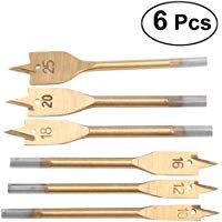 UKCOCO 6PCS Juego de Brocas de Pala M&eacute;trica Industrial Pala de Paleta Taladro de Madera Plano Juego de Broca de Titanio Herramientas 10-25mm