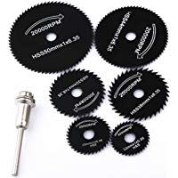 T-wilker 7pcs hoja de sierra circular HSS vio la herramienta rotatoria Dremel Cuchillas discos de corte Adecuado para la Madera, pl&aacute;stico, fibra de vidrio, cobre, aluminio y metal Hoja delgada