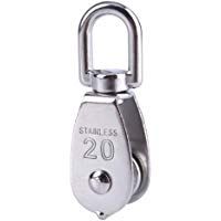SODIAL Polea de alambre de acero Acero inoxidable M20 Acero pesado Rueda giratoria individual Bloque de polea de la cuerda de elevacion para la cuerda de alambre