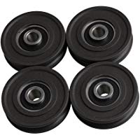 BQLZR 4.5x1.15cm Negro ronda en forma de U gu&uml;&ordf;a de la rueda del surco rodamiento de rodillos de la polea 608ZZ para muebles de hardware paquete de 4