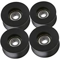BQLZR 4 x 2,05 cm negro Nylon redondo en forma de U rueda gu&iacute;a rodillo rodamiento polea para muebles Hardware Pack de 4