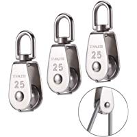 3 Piezas de Bloque de Polea Sola, KWOKWEI 25 mm Rodillos Poleas Acero Inoxidable, M25 Sola Rueda Giratoria Carga 150kg Para Uso en Interiores y al Aire libre