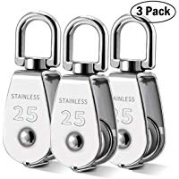 Bloque de la polea del eslab&oacute;n giratorio de la sola rueda 3Pcs en 304 M25 del acero inoxidable que carga 400kg - plata (3Pcs)