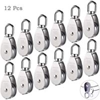M15 Bloques de Polea de &uacute;nica Acero Inoxidable 304, AUHOTA 15MM Bloques de Polea Gr&uacute;a, Giratoria de Polea de Gancho Simple Carga de Papel 35kg/77 libras (12Pcs)
