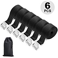 Correa de Amarre, Emooqi Cinchas de Sujeci&oacute;n de Carga Cinta 6Pcs trincaje Profesional Cintas Tensoras Correas - Negro (Long：98.4 inch, Large：1.0 inch)