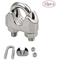 12 abrazaderas M4 de cuerda de alambre para abrazaderas de acero inoxidable 304 M2/M3/M4/M5/M6/M8/M10/M12 disponibles M2, 12pcs of M4, Wire Rope Clips, 12