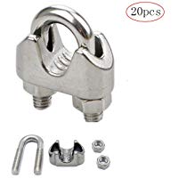 20 abrazaderas M2 de cuerda de alambre para abrazaderas de acero inoxidable 304 M2/M3/M4/M5/M6/M8/M10/M12 disponibles M2, 20pcs of M2, Wire Rope Clips, 20