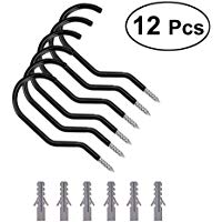 BESTOMZ Gancho para Bicicleta 6Pcs Heavy Duty Bike Hanger Bike Storage Hooks con 6 Piezas de Pernos para Pared de Garaje y Techo (Negro)