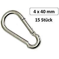 15 pcs mosquet&oacute;n gancho 4 x 40 mm acero galvanizado